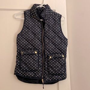 J. Crew XXS blue vest with white polka dots